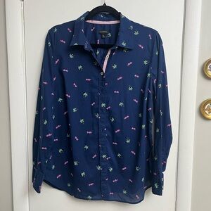 Talbots Blue and Pink Summer Casual Button Down Shirt